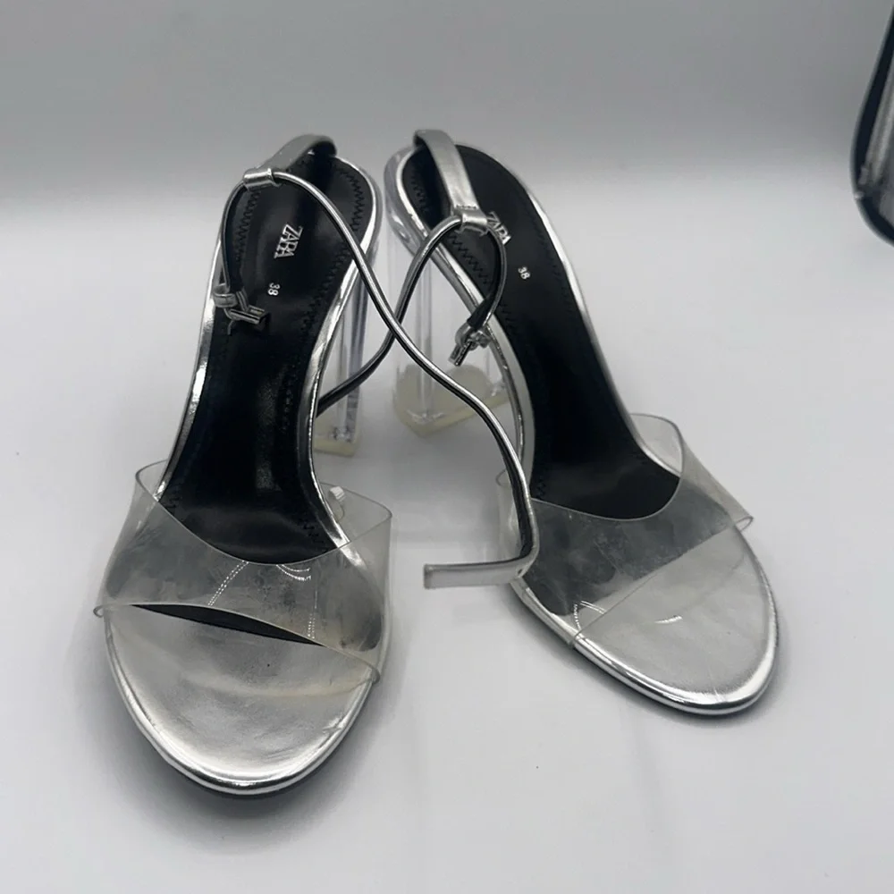 Zara Silver Women's Heeled Sandals